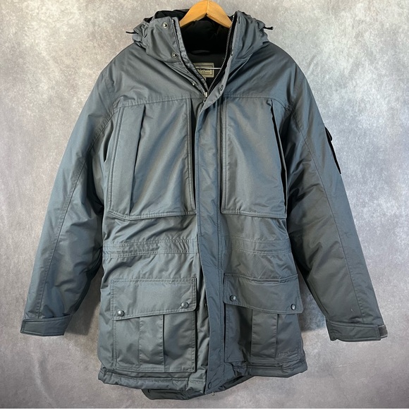 LL Bean Parka Jacket Mens Large Tall LT Gray Goose Down Insulated